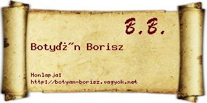 Botyán Borisz névjegykártya